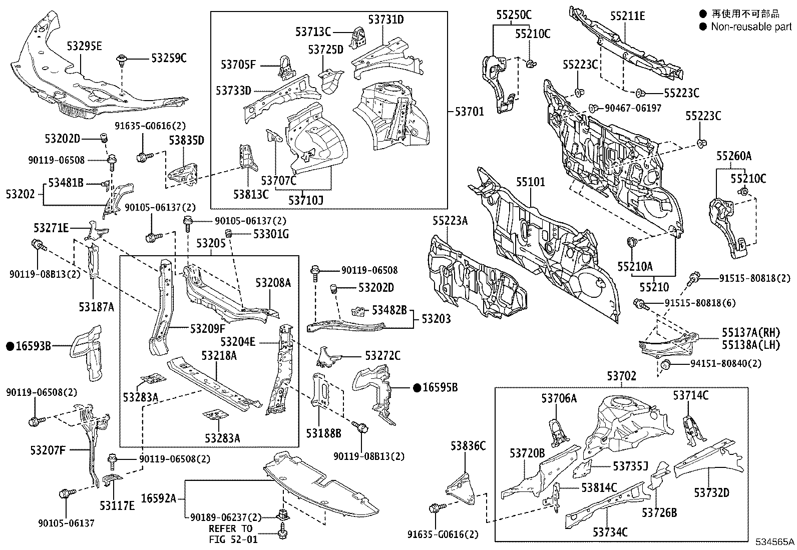 53701-62010 APRON SUB-ASSY, FRONT FENDER, RH product image