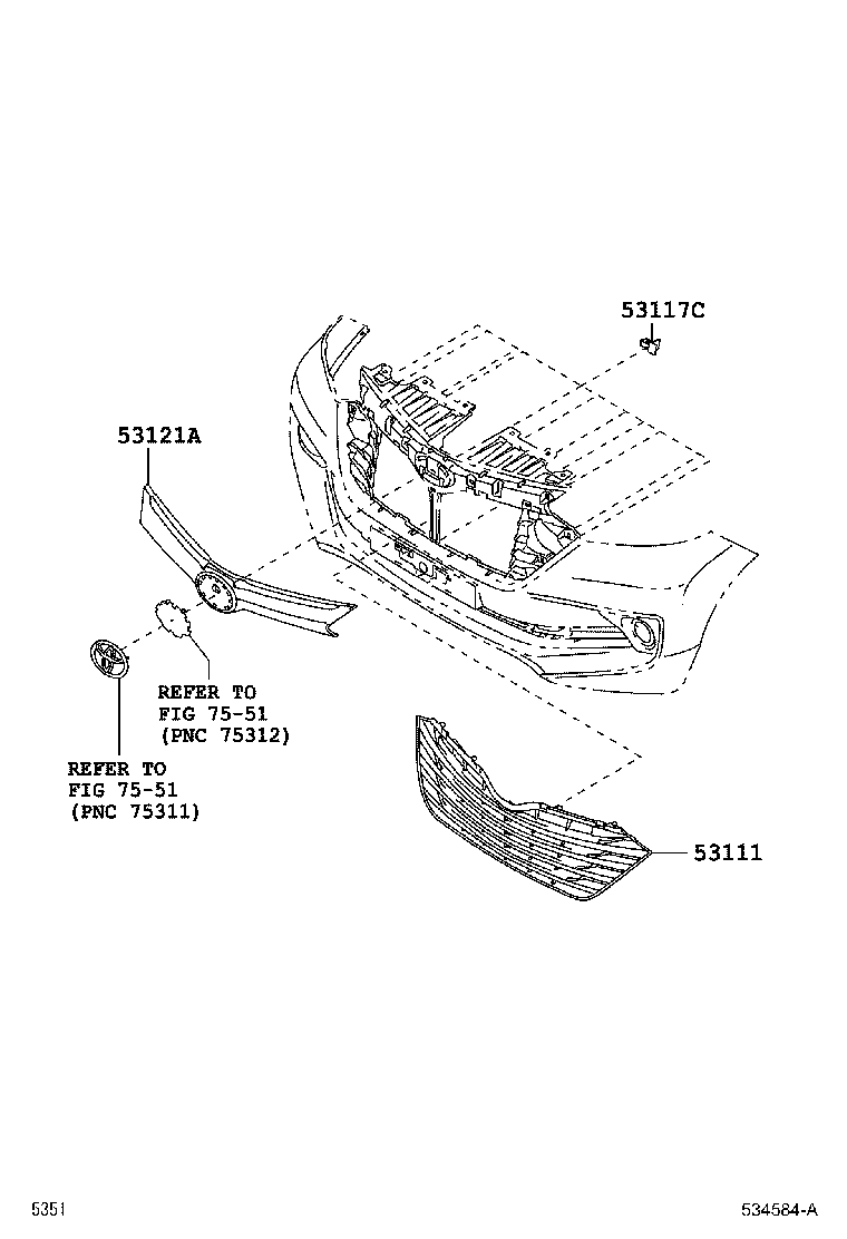 Toyota 53111-BZ510 GRILLE, RADIATOR