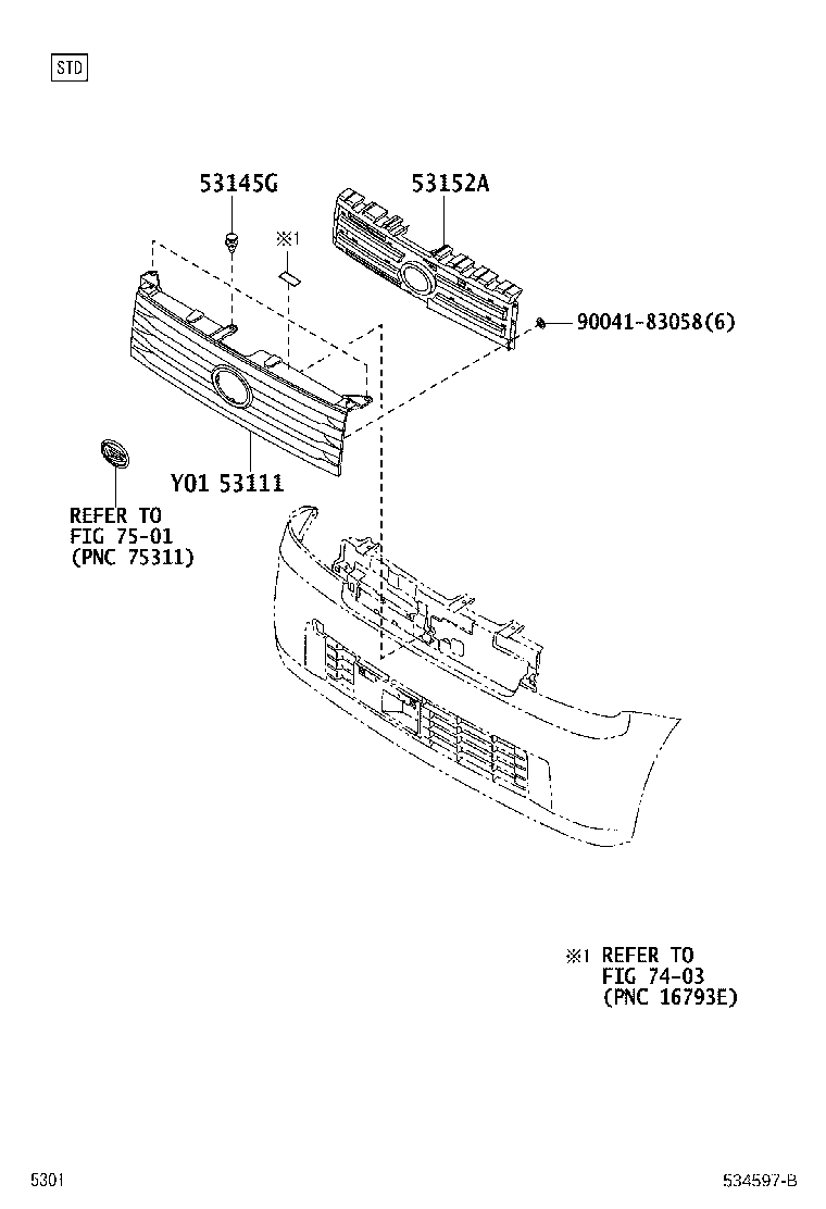 53111-B2360 GRILLE, RADIATOR product image