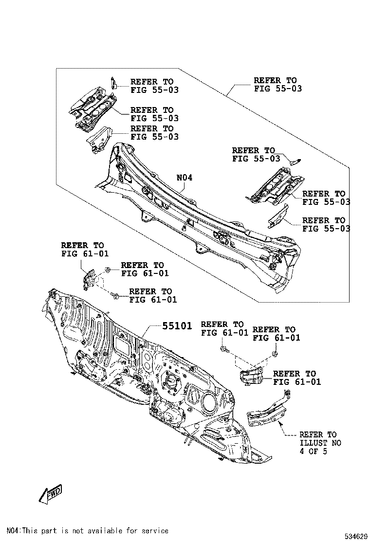 53153-WB001 GUIDE, RADIATOR GRILLE SIDE AIR, RH product image