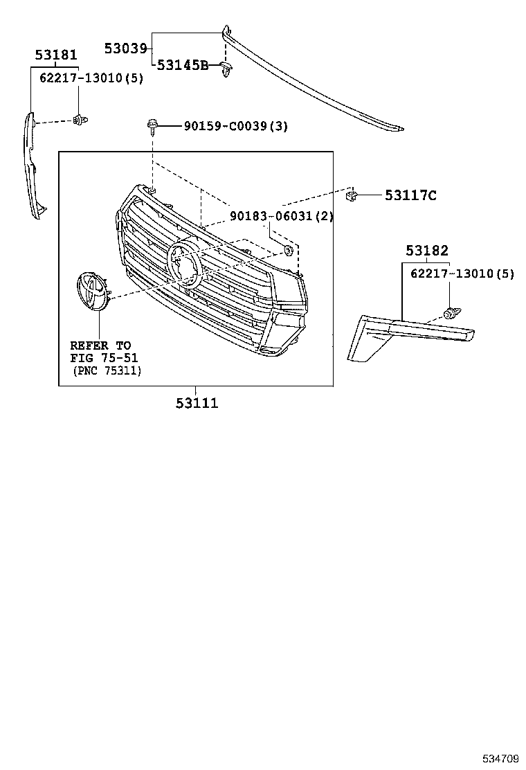 53101-60580 GRILLE, RADIATOR product image