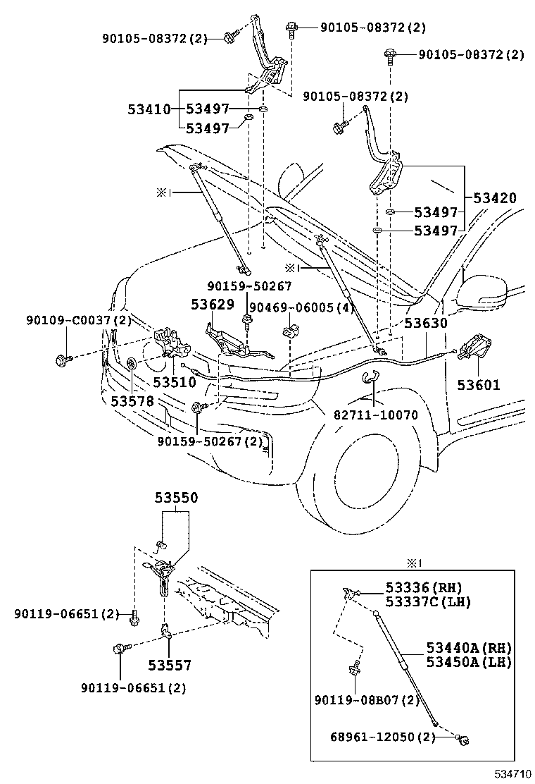 53630-0G030 CABLE ASSY, HOOD LOCK CONTROL product image