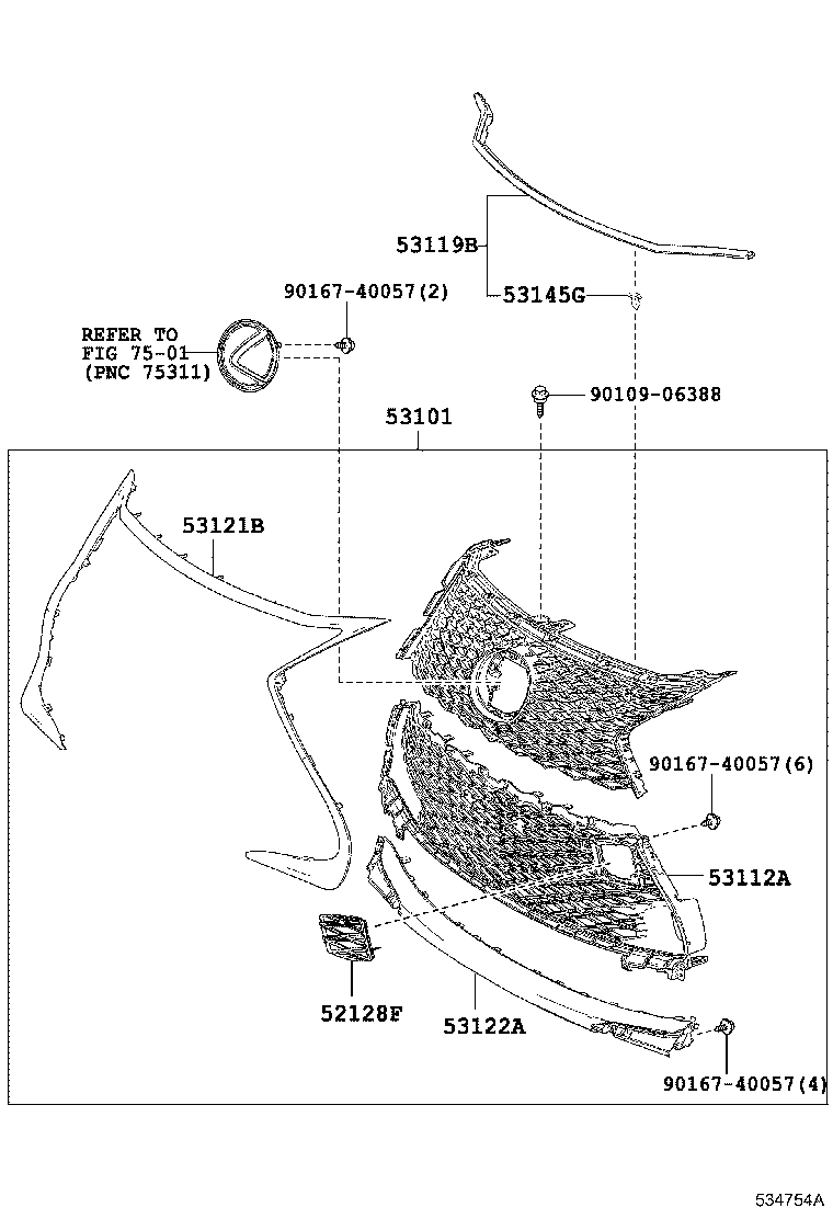 Toyota 53101-30A50 GRILLE SUB-ASSY, RADIATOR