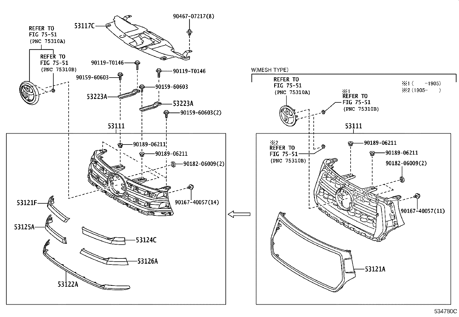 53100-YP904 GRILLE, RADIATOR product image