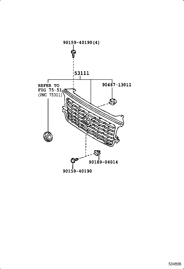 53101-60170 GRILLE, RADIATOR product image