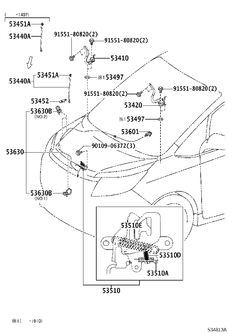 53452-28010 HOLDER, HOOD STAY product image