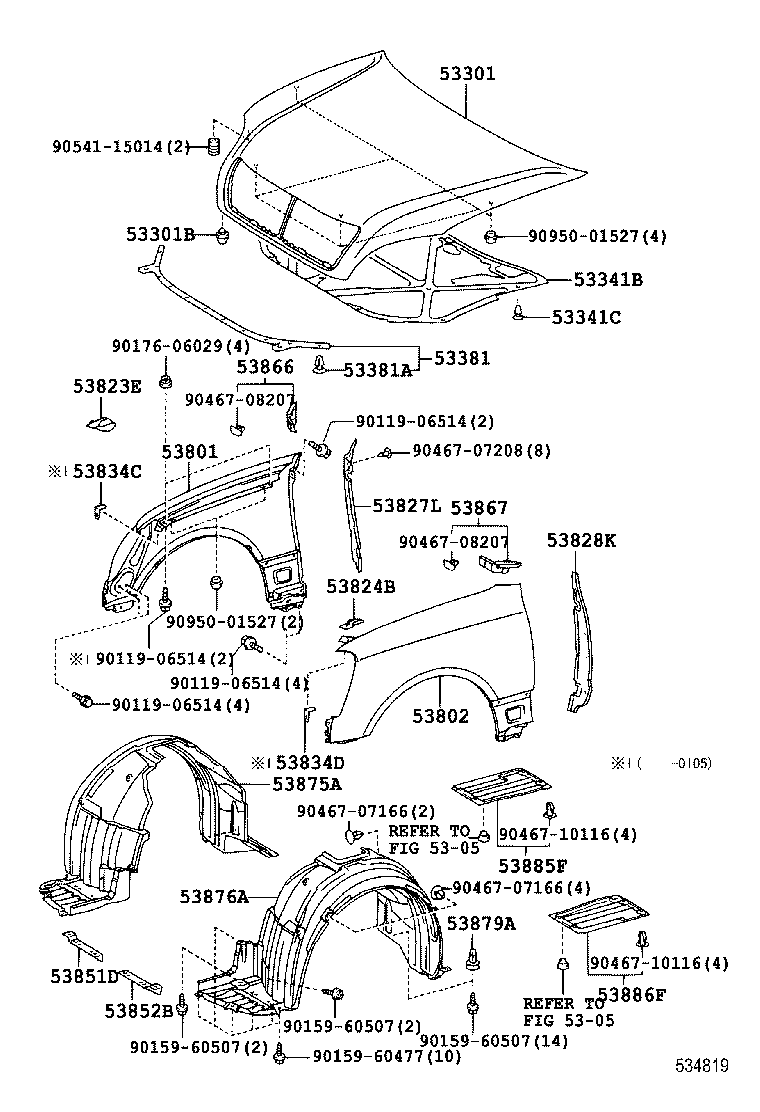 53802-50100 FENDER SUB-ASSY, FRONT LH product image