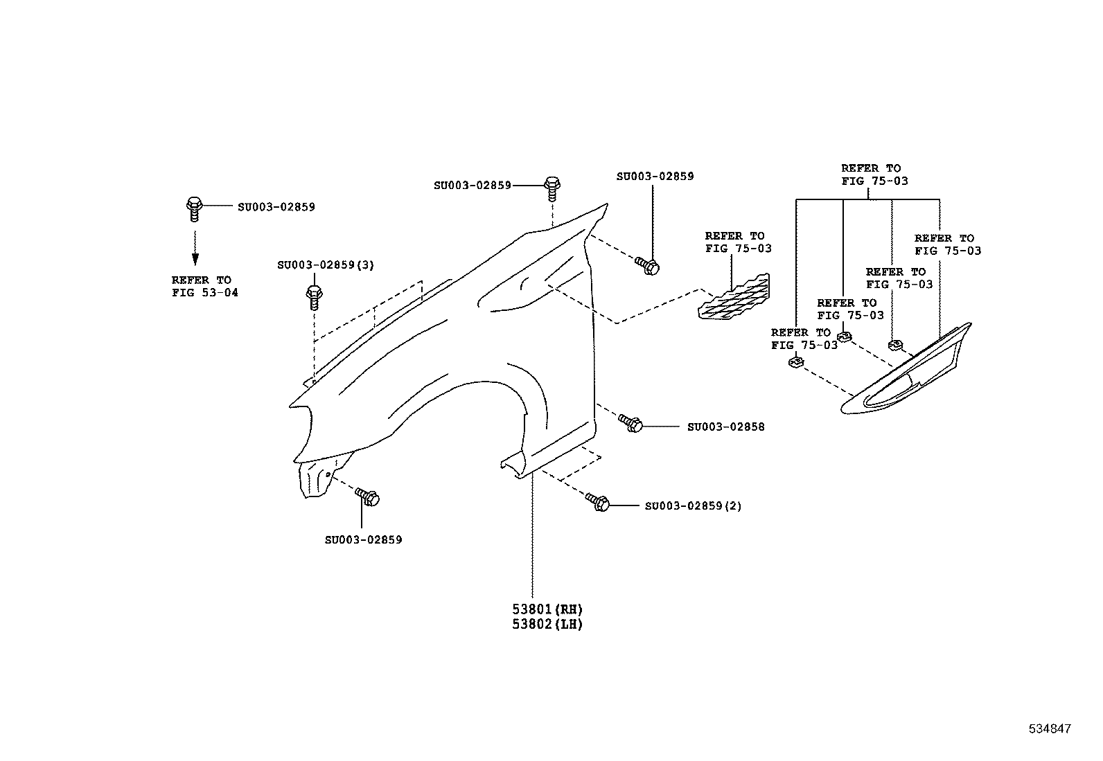 53802-18030 FENDER SUB-ASSY, FRONT LH product image