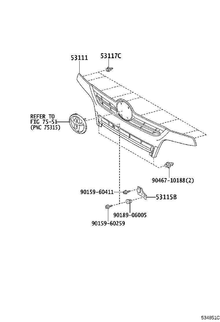 53115-37050 BRACKET, RADIATOR GRILLE product image