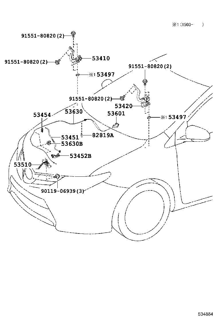 53630-12600 CABLE ASSY, HOOD LOCK CONTROL product image