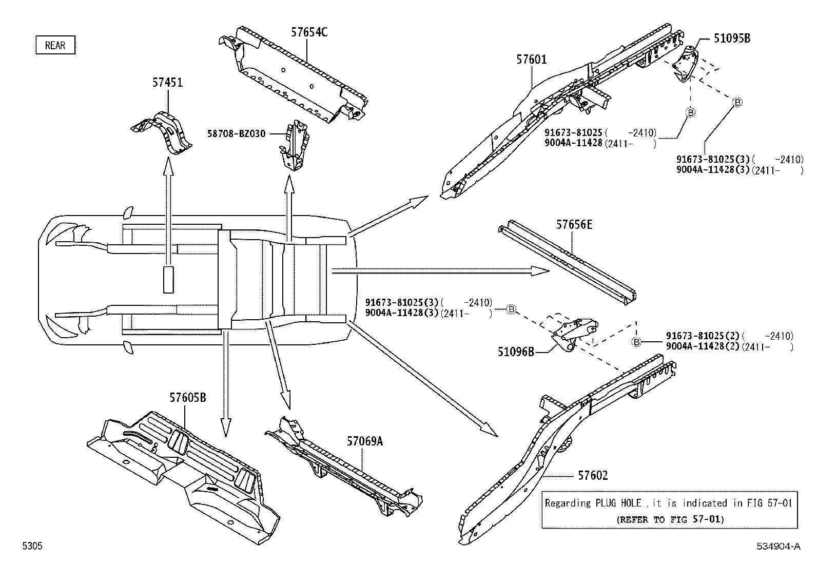 51095-BZ050 HOOK SUB-ASSY, TRANSPORT, REAR RH product image