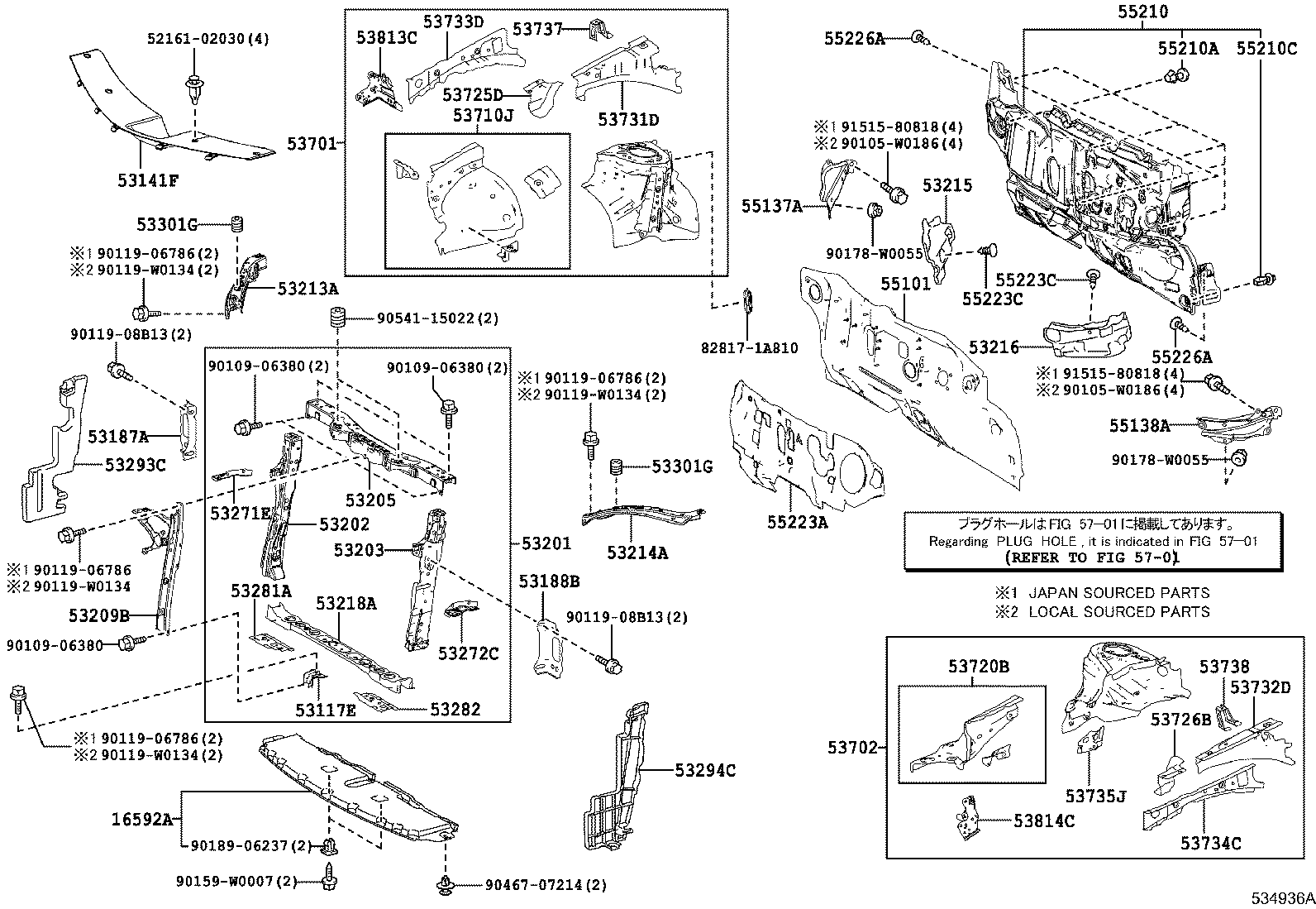 53702-02230 APRON SUB-ASSY, FRONT FENDER, LH product image