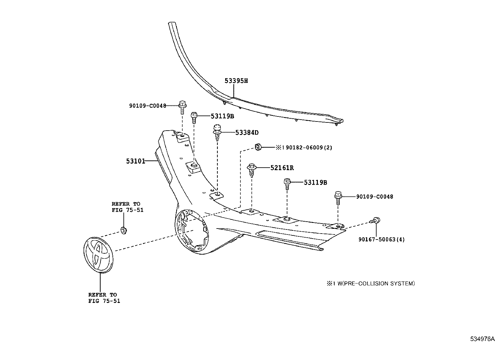 53384-0R070 CUSHION, HOOD, CENTER product image