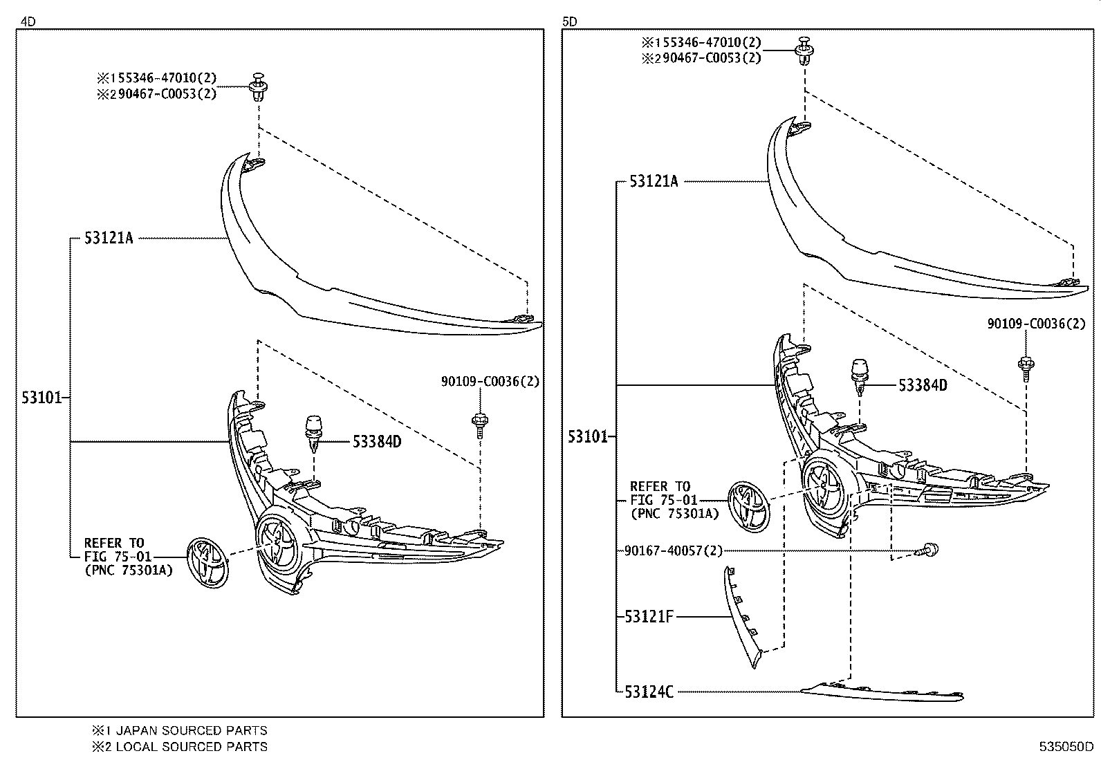 53124-0D050 MOULDING, RADIATOR GRILLE, LH product image