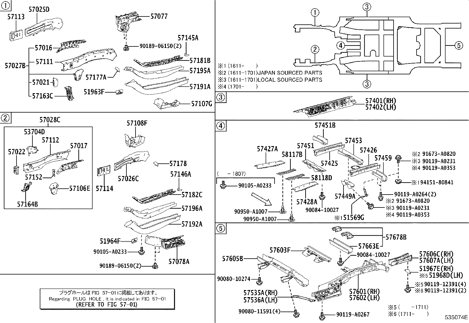 57041-0E030 MEMBER SUB-ASSY, REAR FLOOR SIDE, RH product image