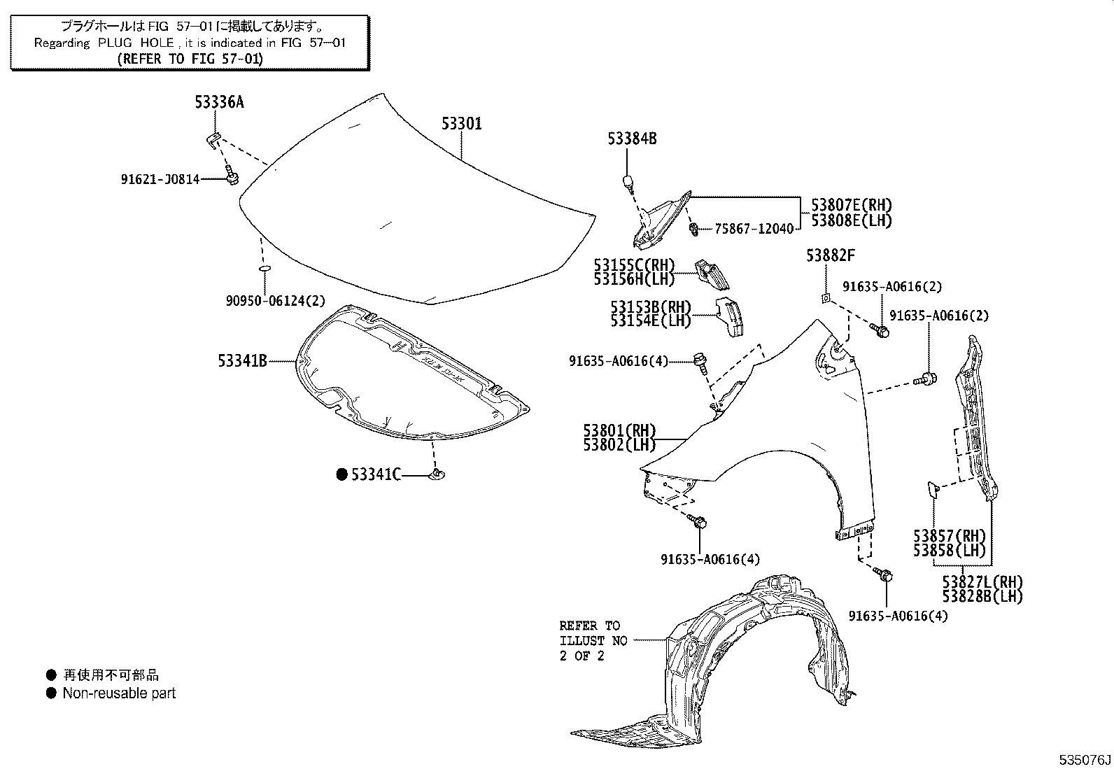 Toyota 53876-47130 LINER, FRONT FENDER, LH