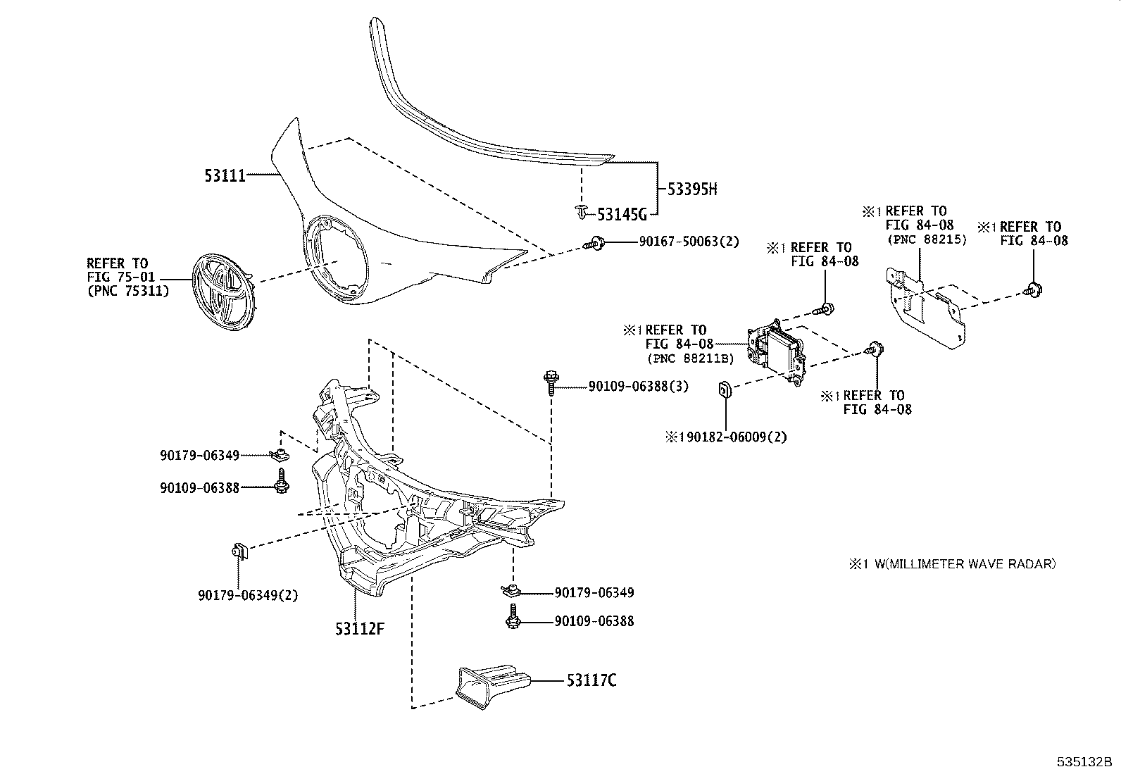 Toyota 53111-F4901 GRILLE, RADIATOR