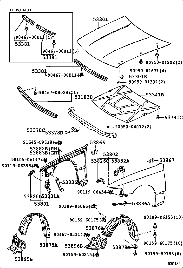 53801-2A410 FENDER SUB-ASSY, FRONT RH product image