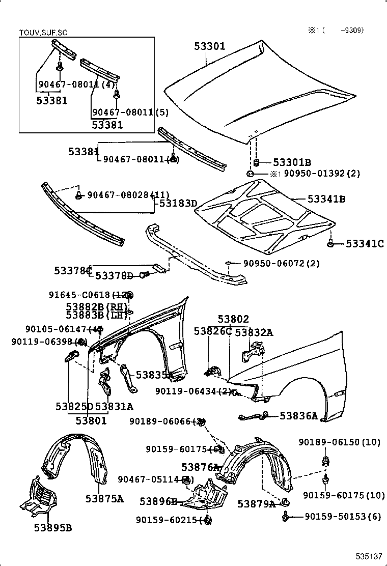 53801-2A430 FENDER SUB-ASSY, FRONT RH product image