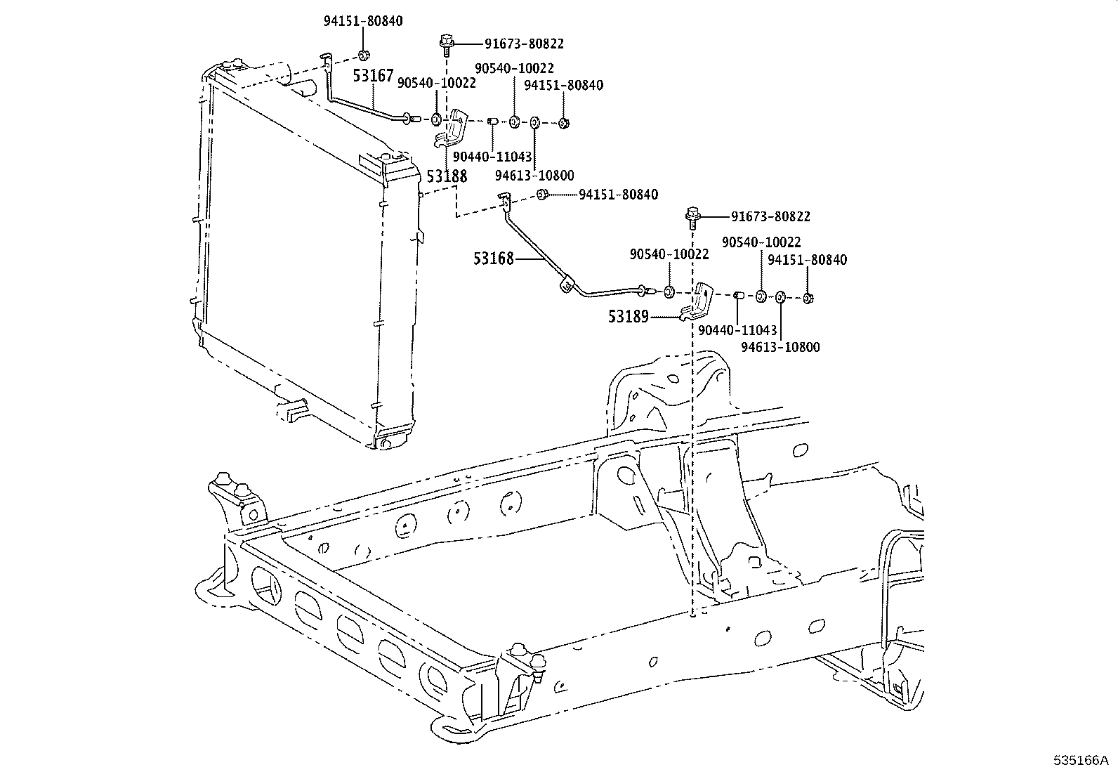 16534-V4020 ROD, RADIATOR BRACE, LH product image