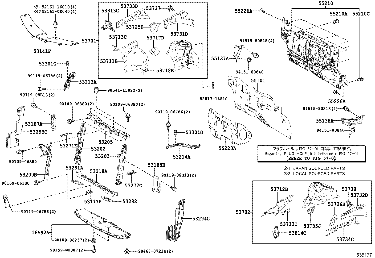 53702-02230 APRON SUB-ASSY, FRONT FENDER, LH product image