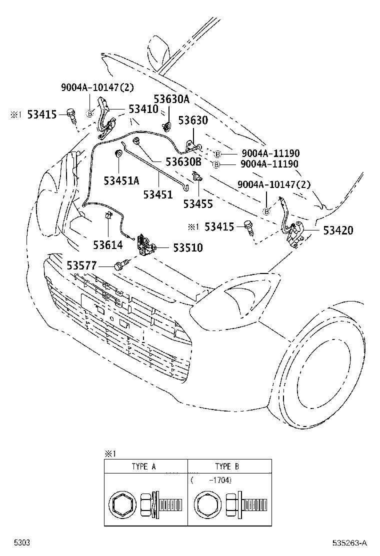 91631-G0614 BOLT, HOOD HINGE product image