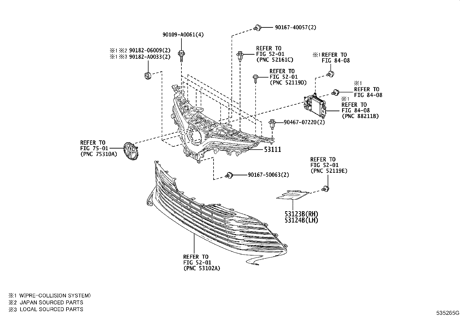 Toyota 52521-06090 RETAINER, FRONT BUMPER, UPPER