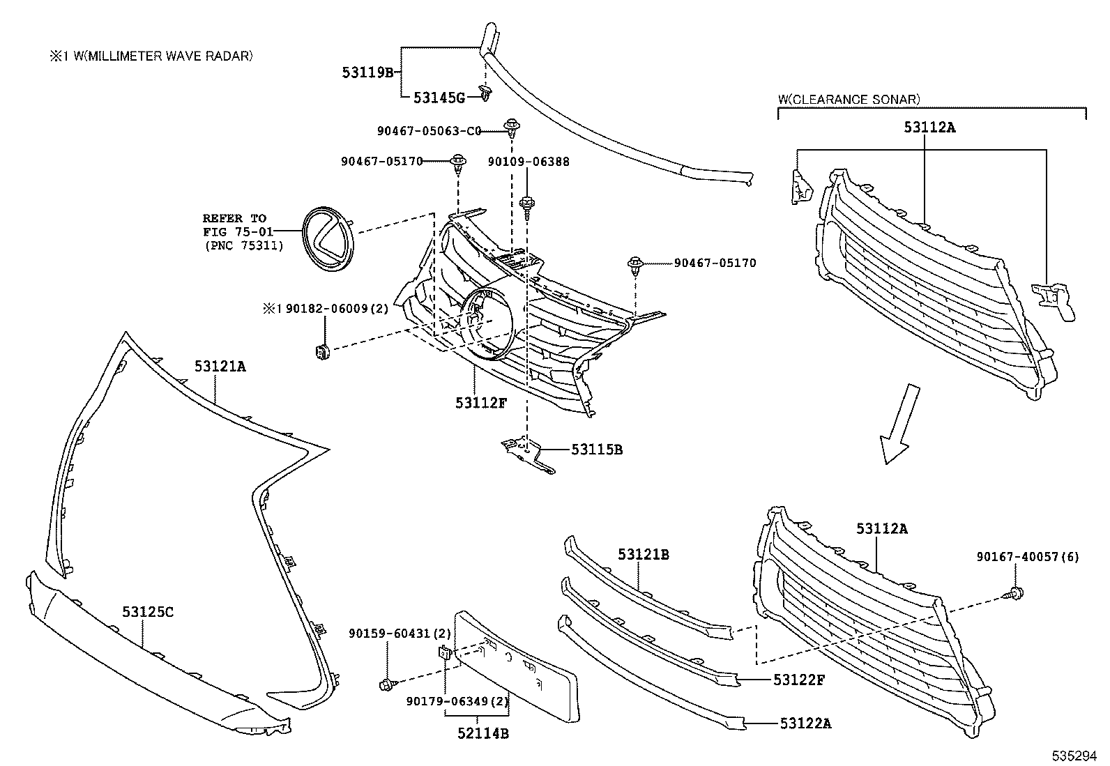 53113-53280 GRILLE, RADIATOR, LOWER product image