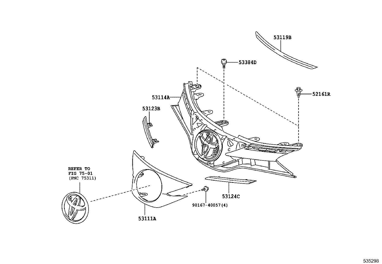 53119-0D020 PROTECTOR, RADIATOR GRILLE product image