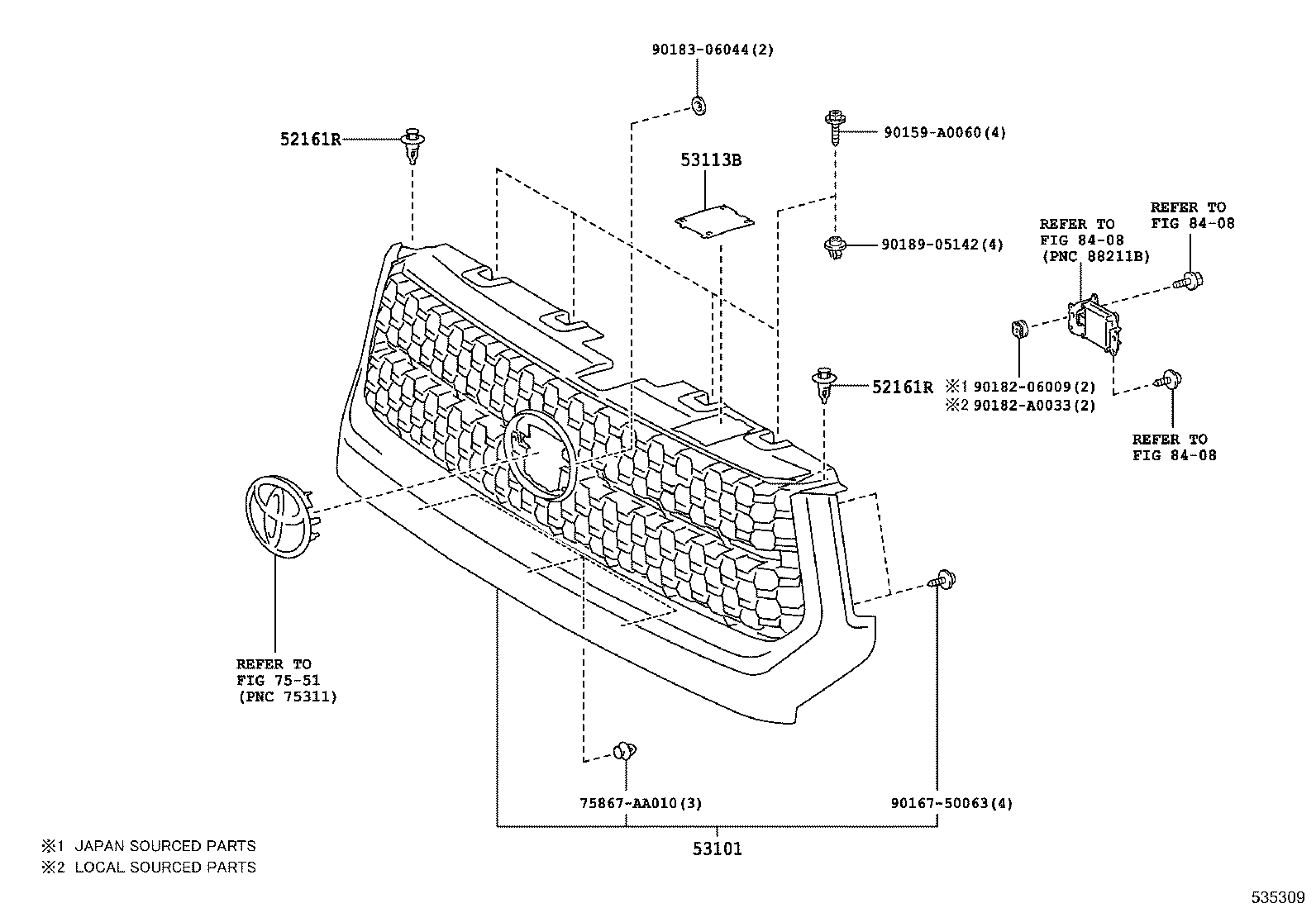 53119-0C060 PROTECTOR, RADIATOR GRILLE product image