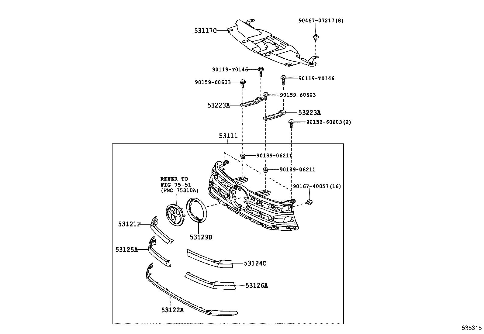 53100-YP901 GRILLE, RADIATOR product image