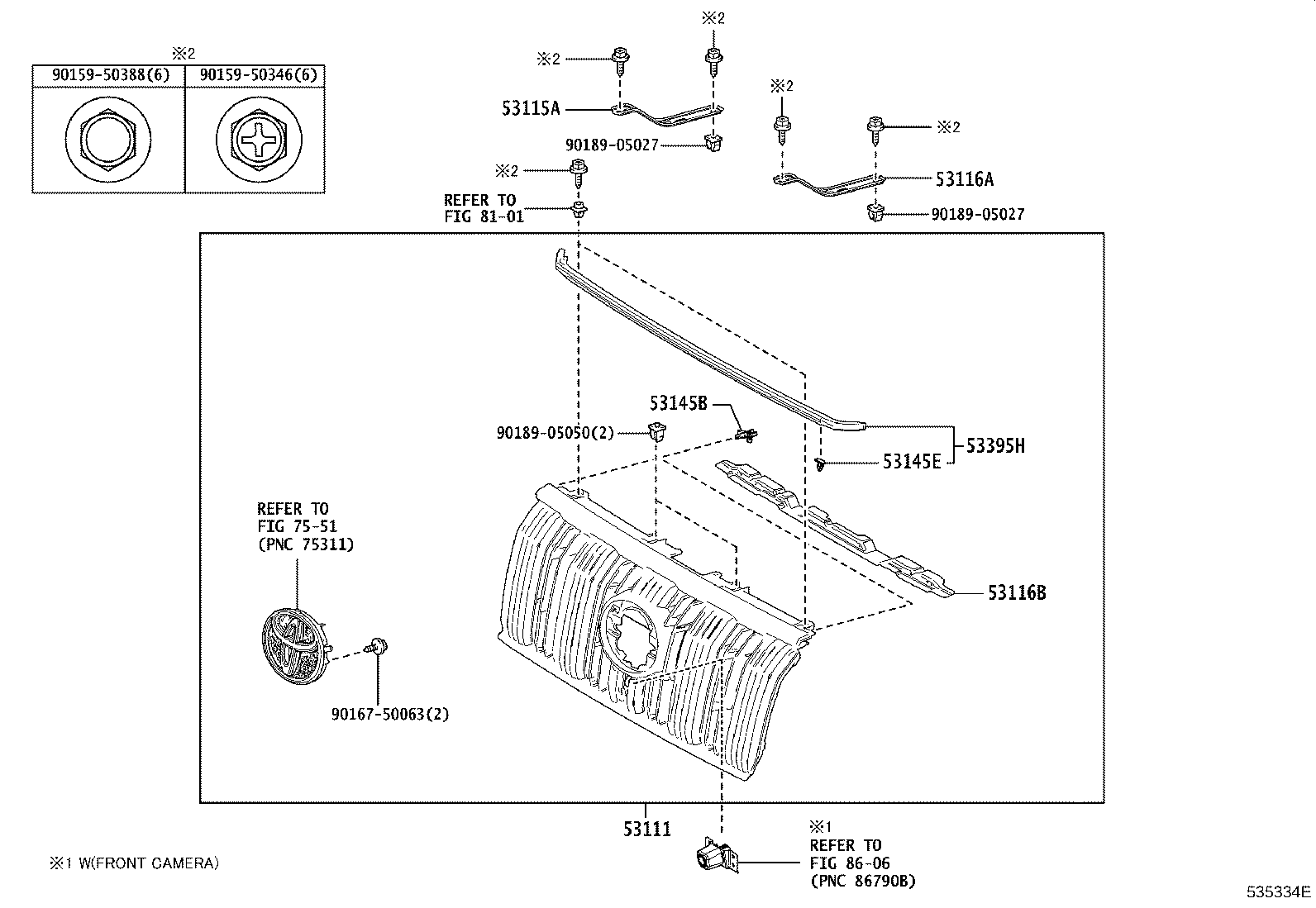 53101-60957 GRILLE, RADIATOR product image