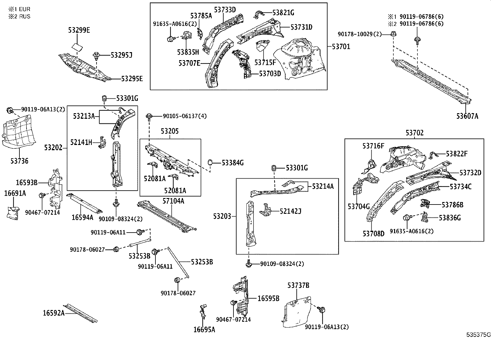 16593-25010 GUIDE, RADIATOR AIR, NO.1 RH product image