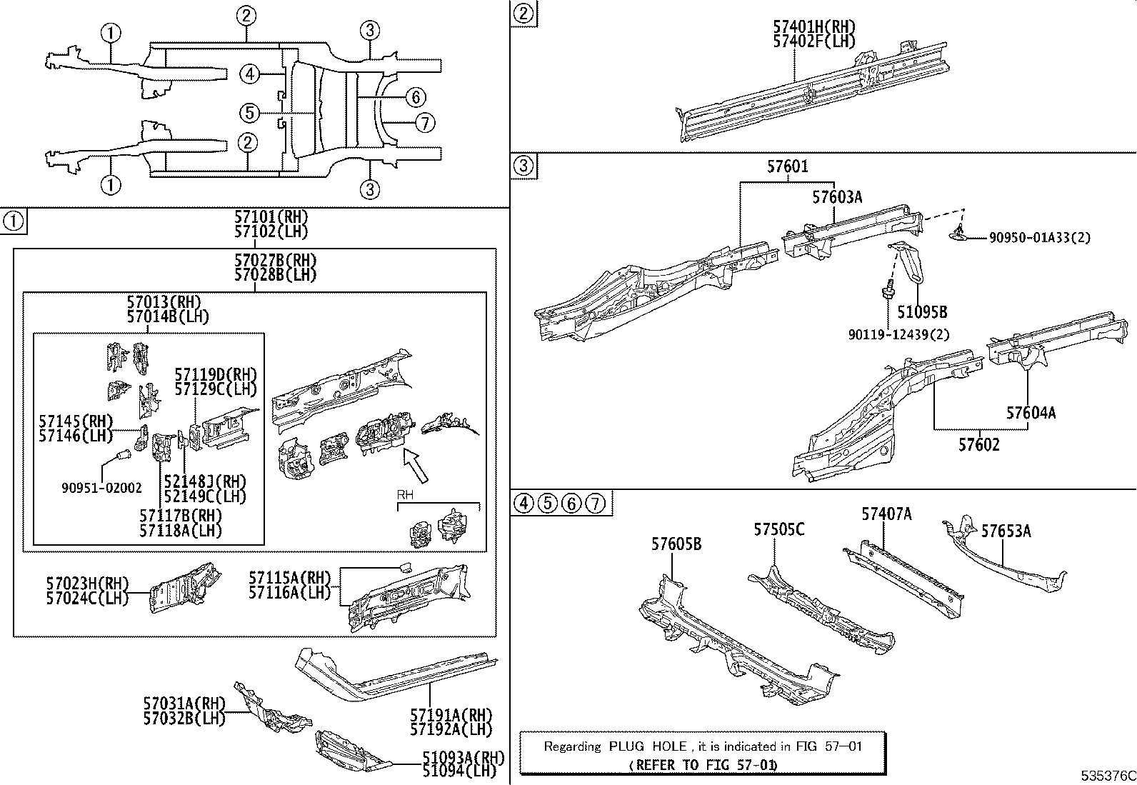 57027-06140 MEMBER SUB-ASSY, FRONT SIDE, INNER RH product image
