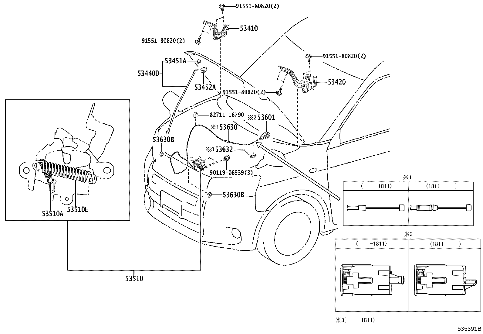 53630-15010 CABLE ASSY, HOOD LOCK CONTROL product image