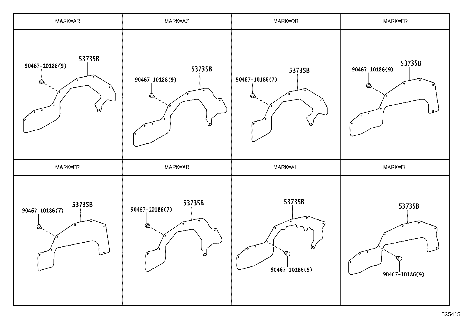 53701-35381 APRON SUB-ASSY, FRONT FENDER, RH product image