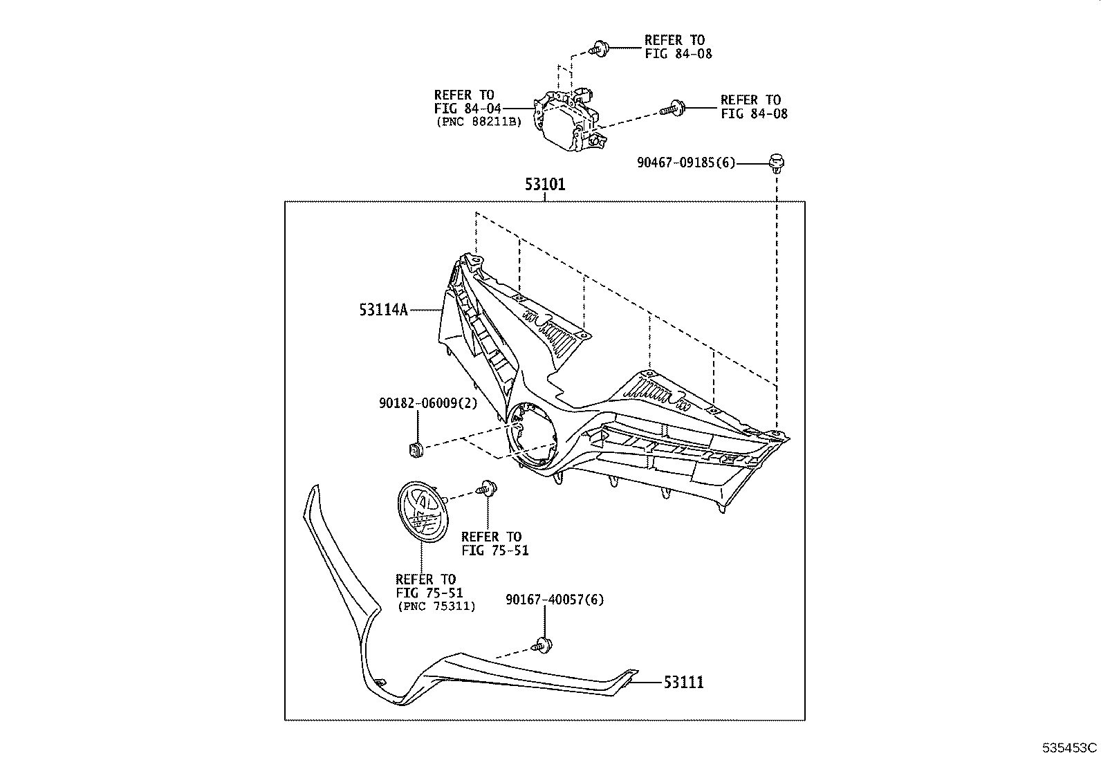 53111-08040 GRILLE, RADIATOR product image