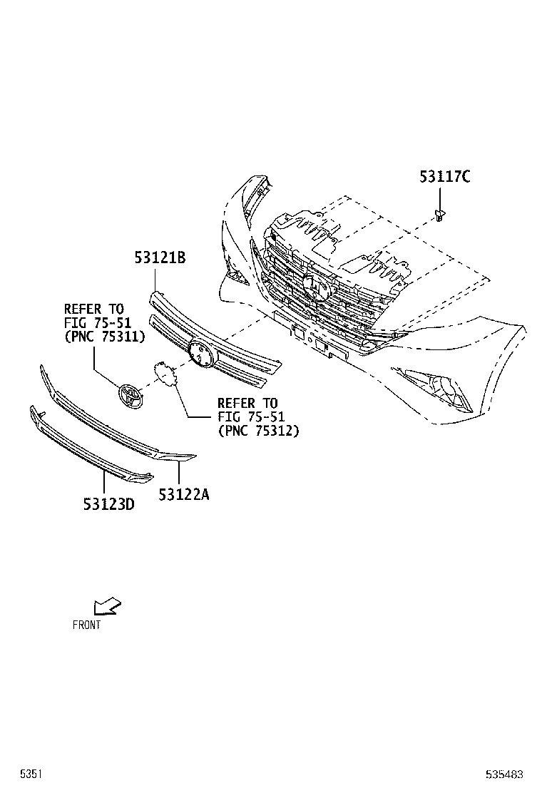 53121-BZ460 MOULDING, RADIATOR GRILLE, UPPER product image