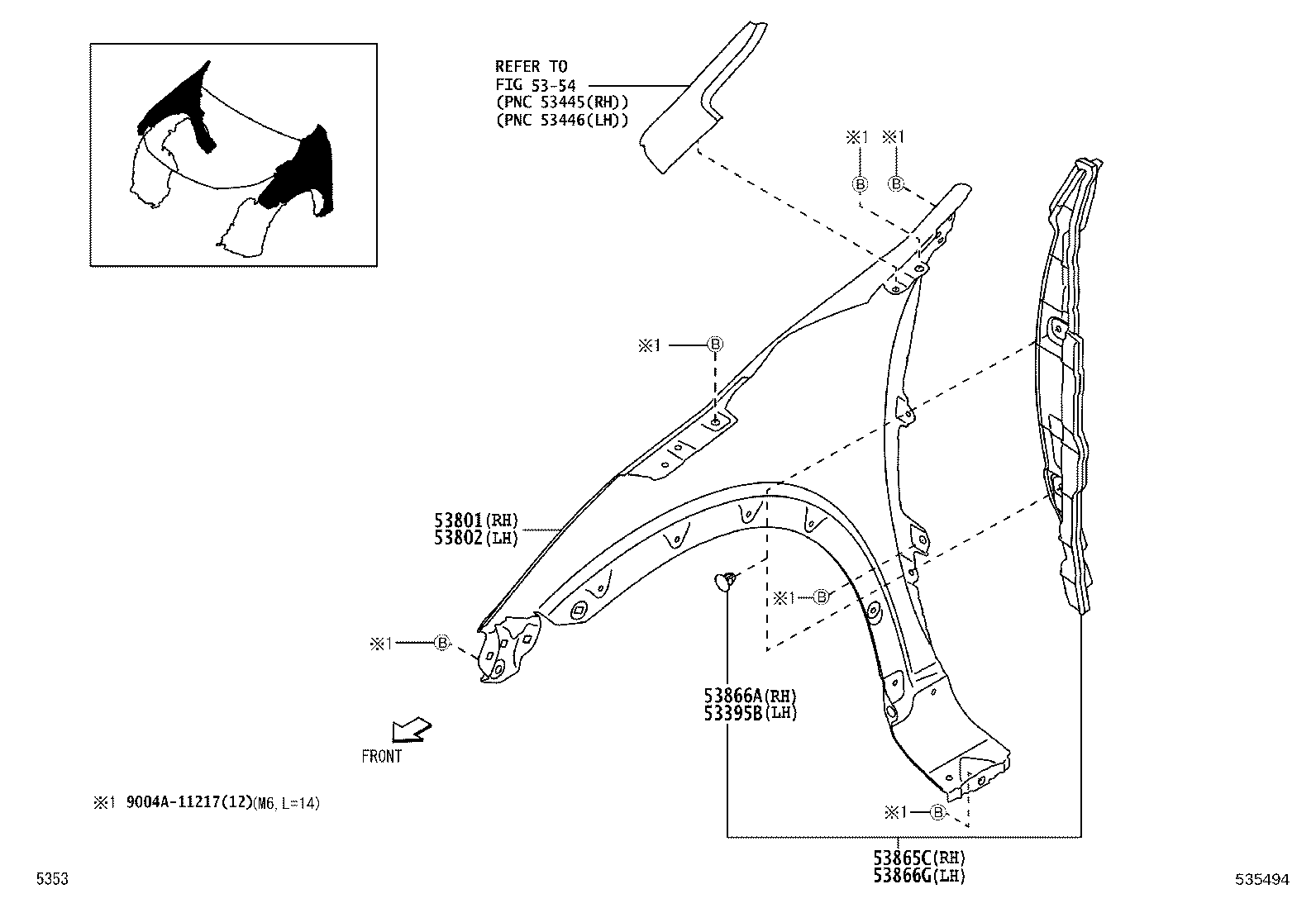 53806-BZ010 SHIELD SUB-ASSY, FRONT FENDER SPLASH, LH product image