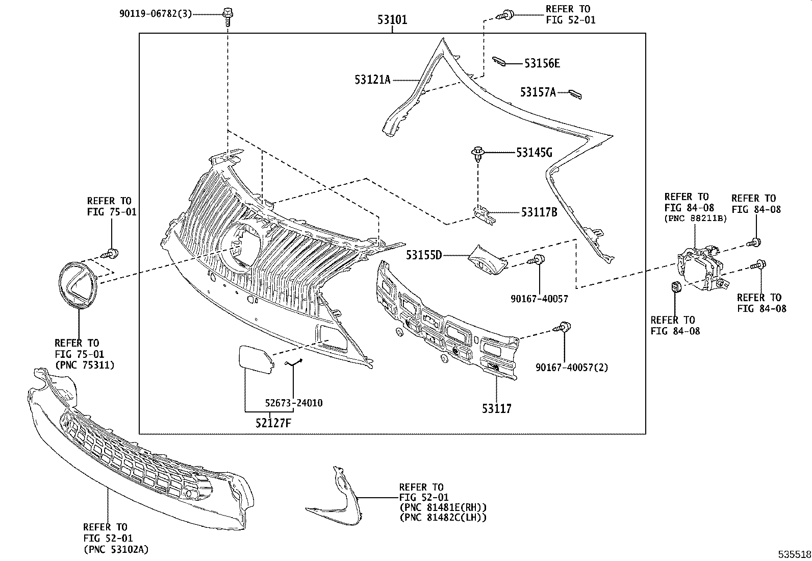 52147-24040 BRACKET, RADIATOR GRILLE, LOWER product image