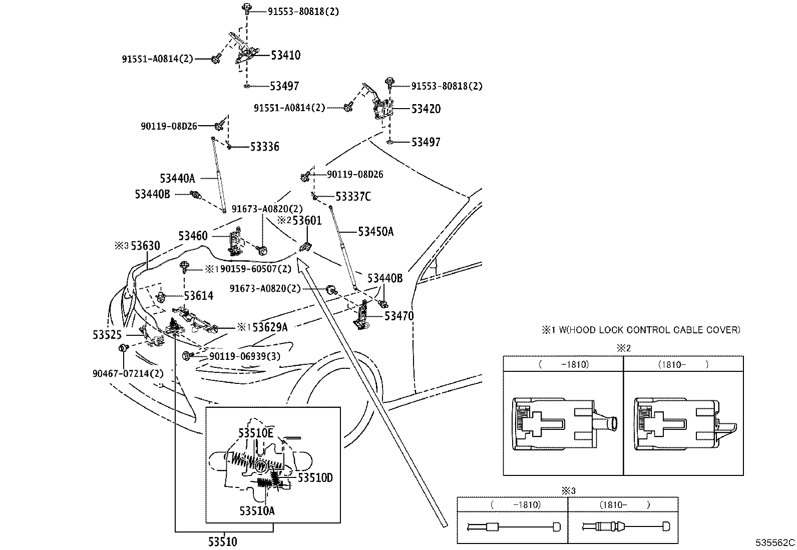 53630-53100 CABLE ASSY, HOOD LOCK CONTROL product image