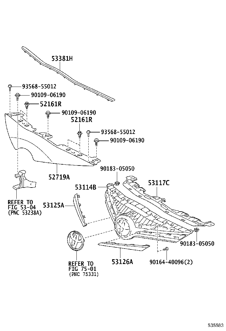 53111-05080-B0 GRILLE, RADIATOR product image