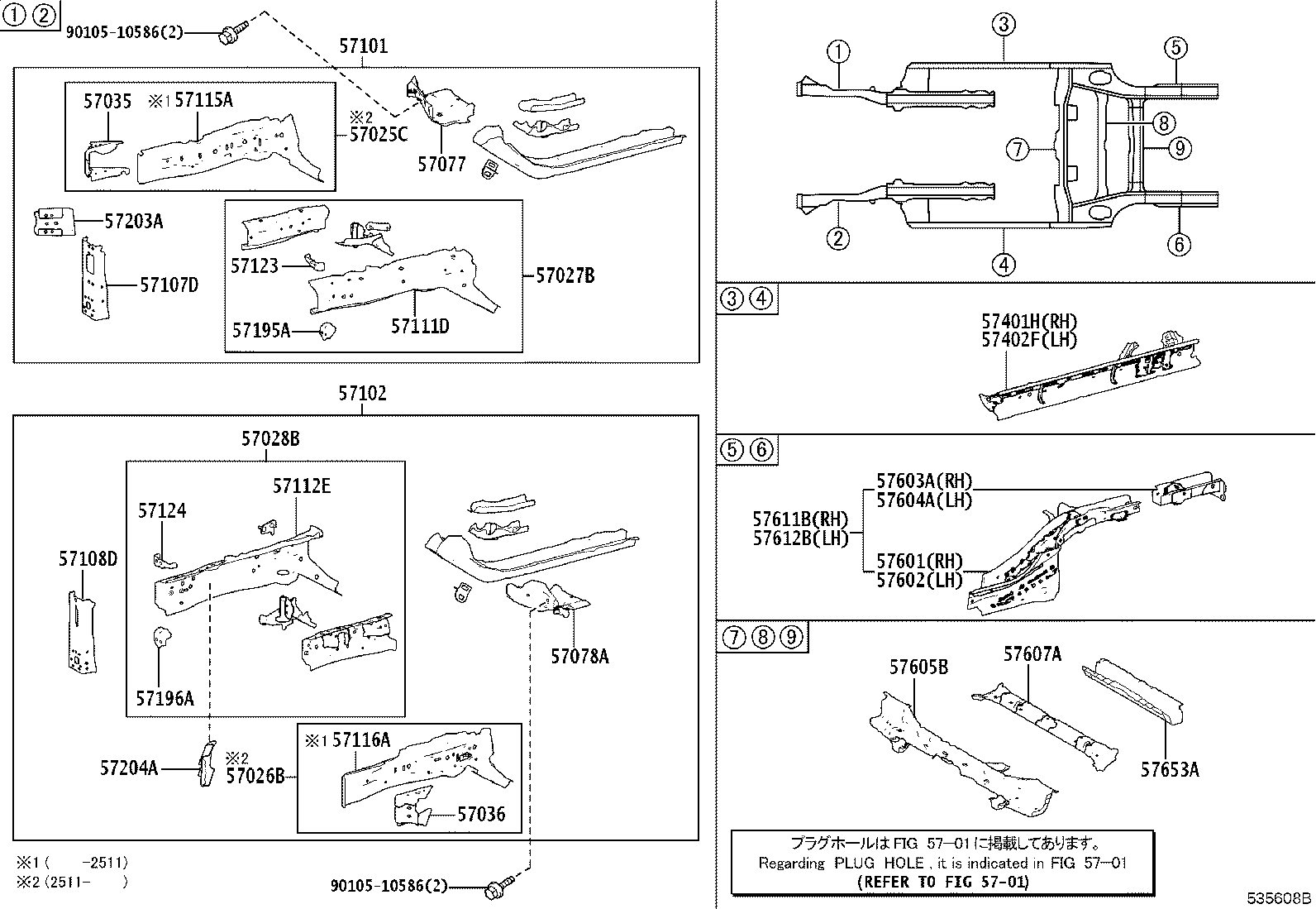 57604-10020 MEMBER SUB-ASSY, REAR FLOOR SIDE, REAR LH product image