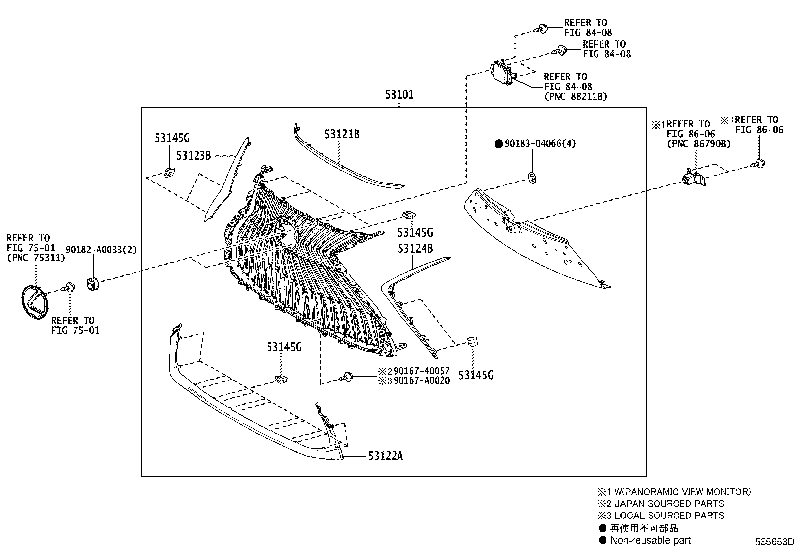 Toyota 53101-06F20 GRILLE SUB-ASSY, RADIATOR