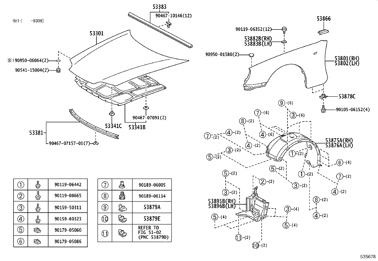 53802-14870 FENDER SUB-ASSY, FRONT LH product image