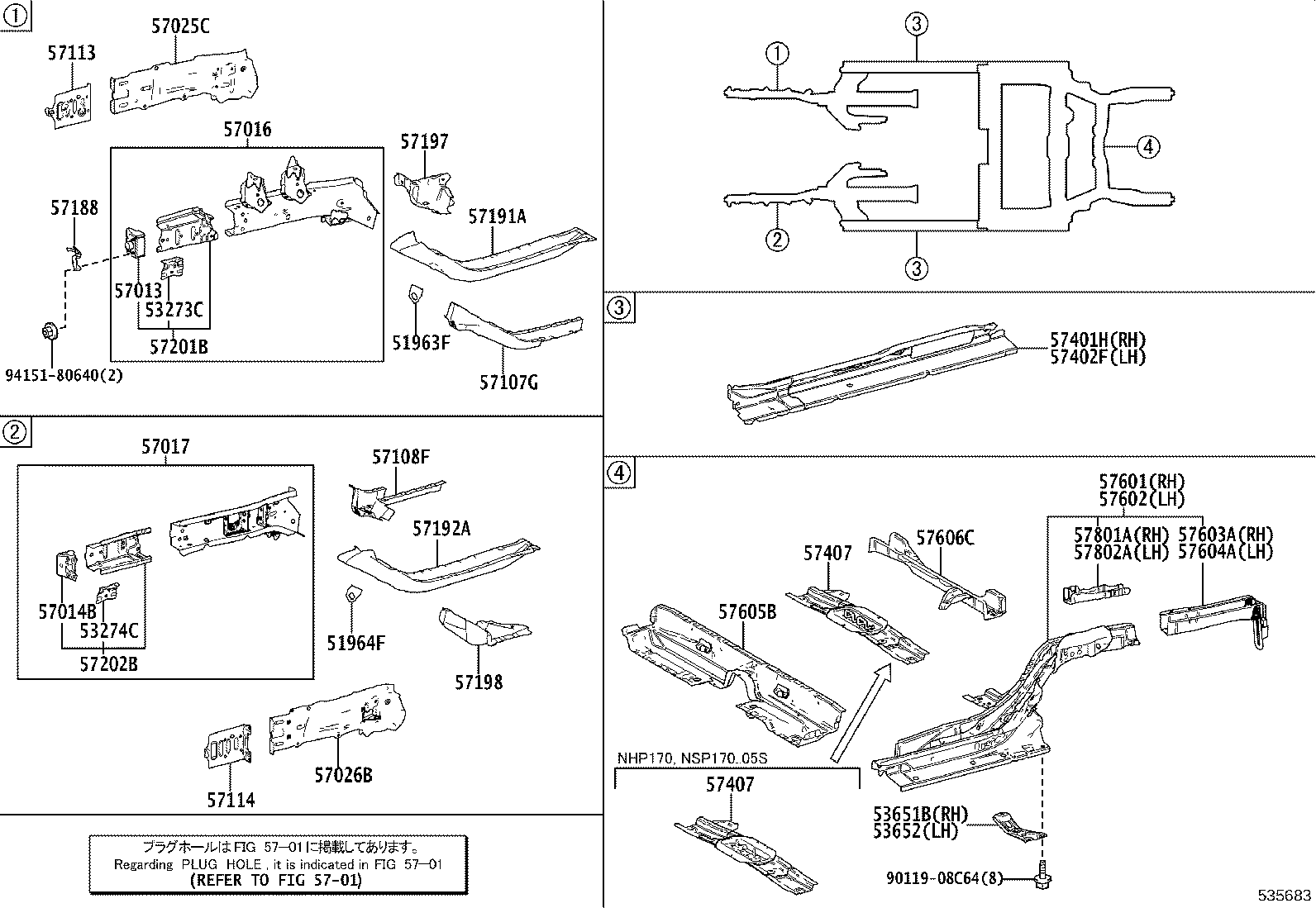 57603-52120 MEMBER SUB-ASSY, REAR FLOOR SIDE, REAR RH product image