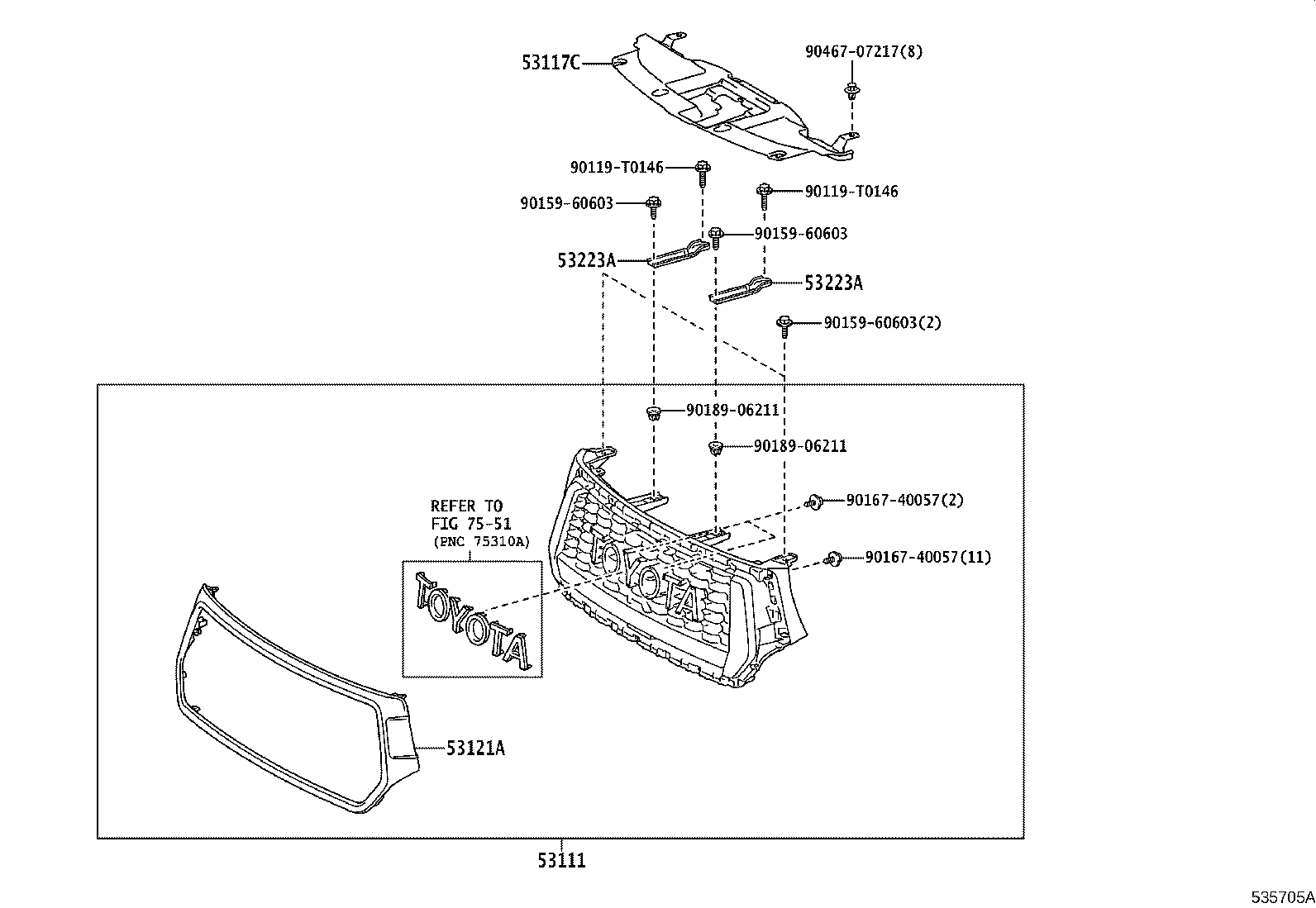 53100-0K490 GRILLE, RADIATOR product image