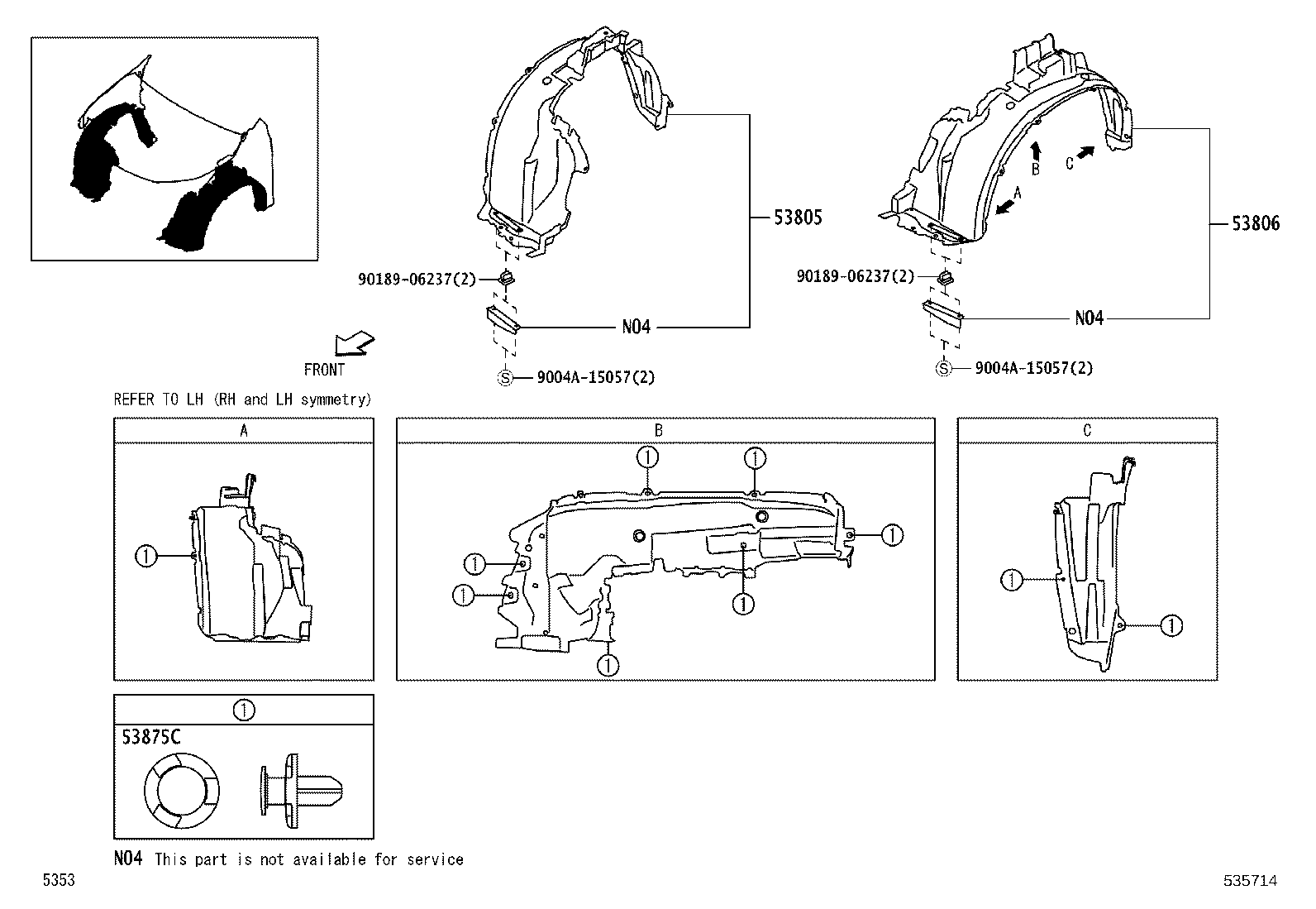 53812-BZ450 FENDER SUB-ASSY, FRONT LH product image