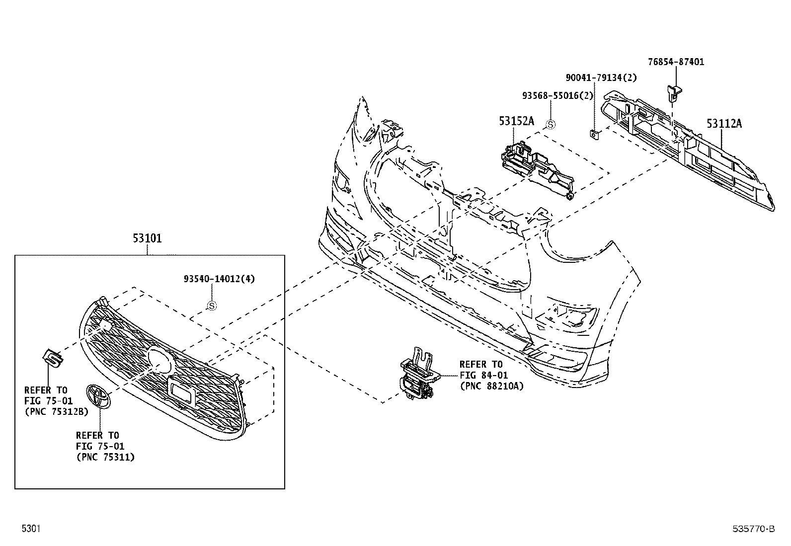 53125-B2020 MOULDING, RADIATOR GRILLE, CENTER RH product image