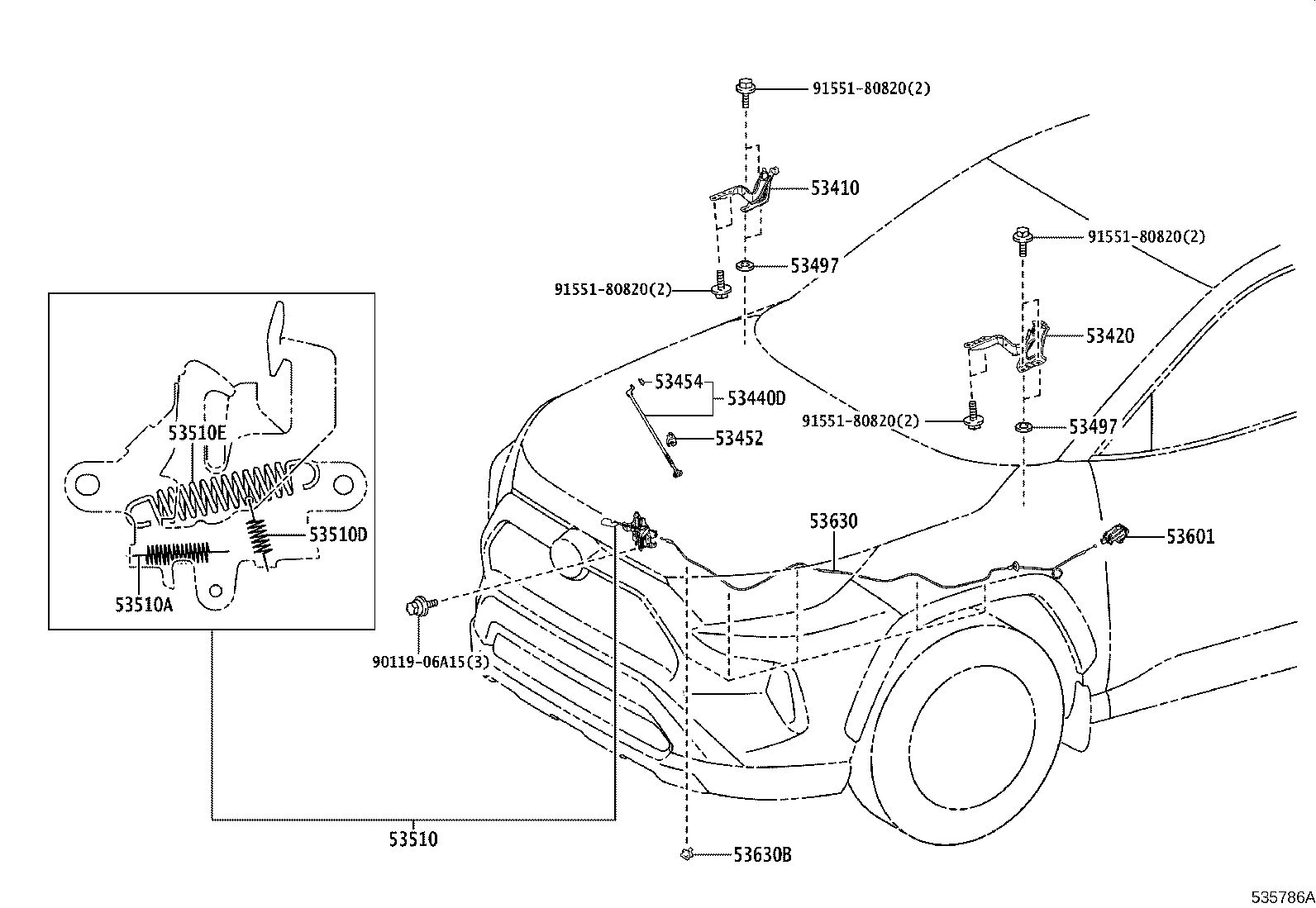 Toyota 53420-42140 HINGE ASSY, HOOD, LH